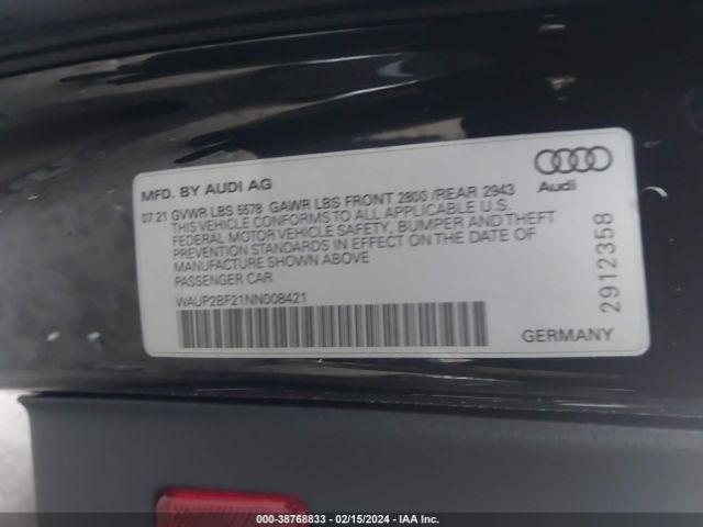 2022 AUDI A7 SPORTBACK WAUP2BF21NN008421 Photo 8