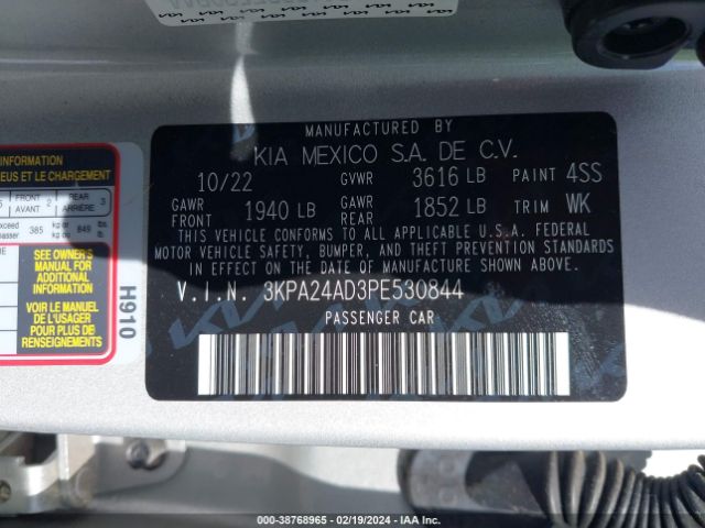 3KPA24AD3PE530844 KIA RIO S
