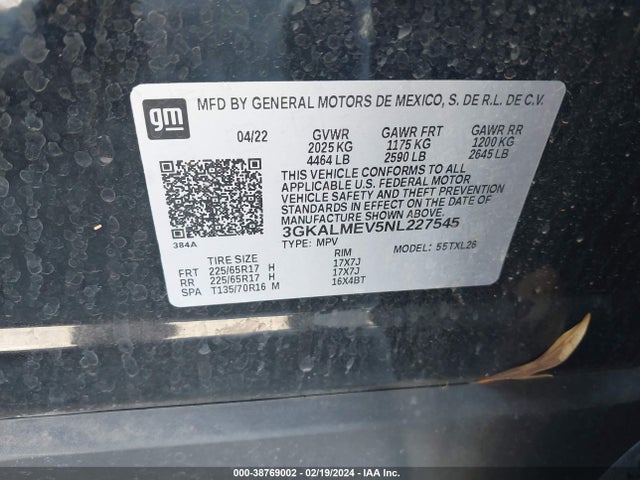GMC Terrain Fwd Sle 2022 3GKALMEV5NL227545 Image 9