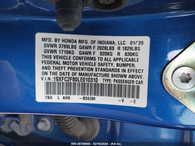 Honda Civic Sport 2020 19XFC2F80LE010310 Image 9