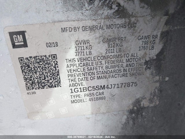 Chevrolet Cruze Ls Auto 2018 1G1BC5SM4J7177875 Image 9