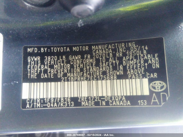 Toyota Corolla Le Eco 2014 2T1BPRHE7EC175688 Image 9