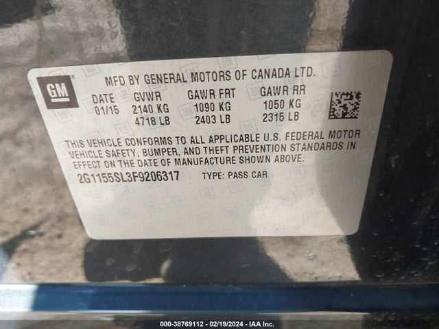 Chevrolet Impala 1lz 2015 2G1155SL3F9206317 Image 9