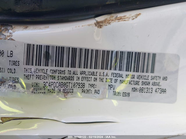 Dodge JOURNEY SE 2016 3C4PDCAB0GT107938 Image 9