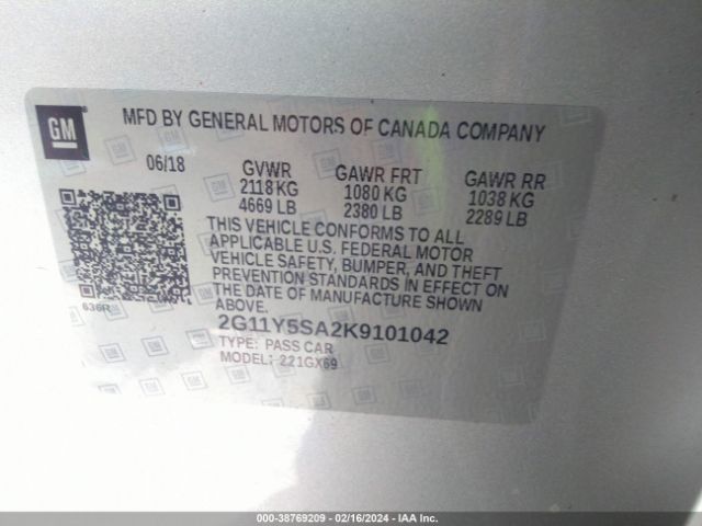 2G11Y5SA2K9101042 Chevrolet IMPALA LS