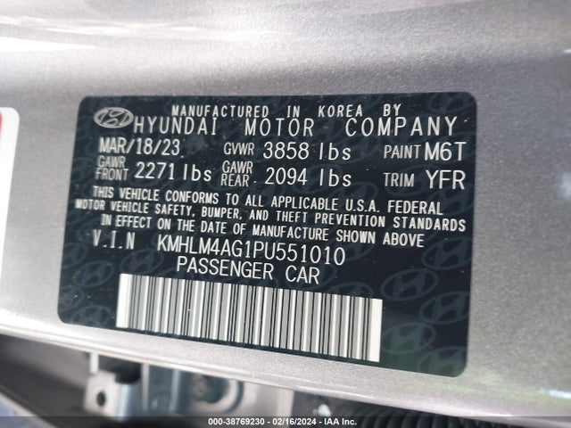 Hyundai ELANTRA SEL 2023 KMHLM4AG1PU551010 Image 9