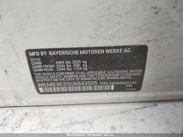 BMW 328I 2016 WBA8E9C55GK643505 Image 9