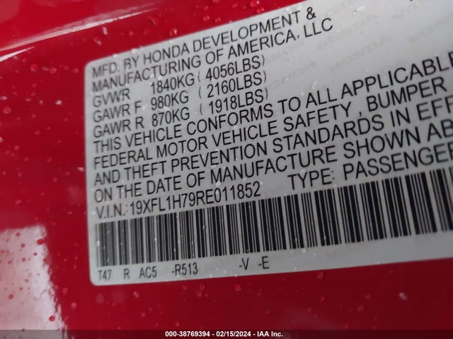 Honda Civic Ex-l 2024 19XFL1H79RE011852 Image 9