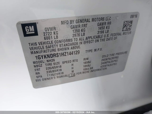 Cadillac XT5 LUXURY 2017 1GYKNDRS1HZ144129 Image 9