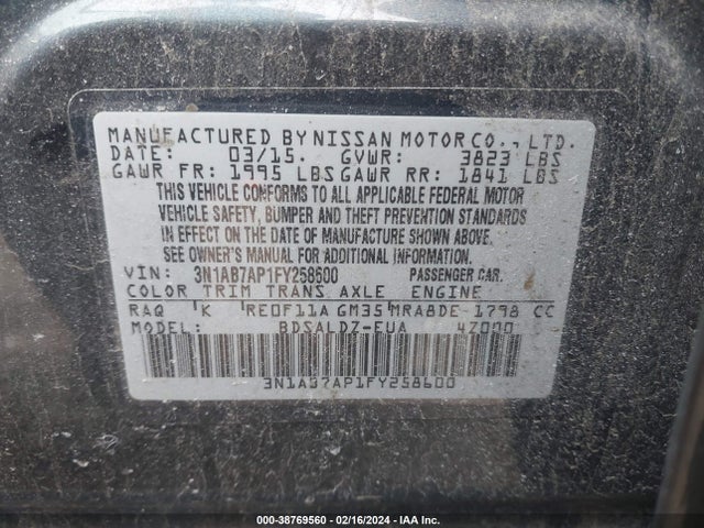Nissan SENTRA SV 2015 3N1AB7AP1FY258600 Image 9