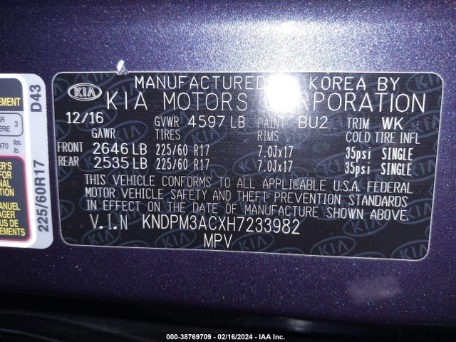KIA Sportage Lx 2017 KNDPM3ACXH7233982 Image 9