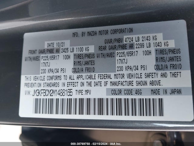 Mazda Cx-5 Touring 2021 JM3KFBCM2M1488165 Image 9