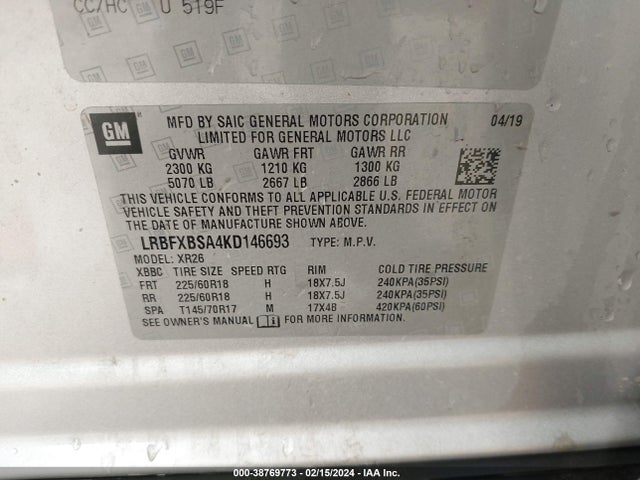 Buick Envision Fwd Preferred 2019 LRBFXBSA4KD146693 Image 9