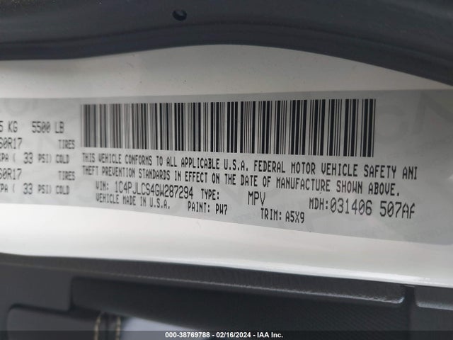 Jeep Cherokee Latitude 2016 1C4PJLCS4GW287294 Image 9