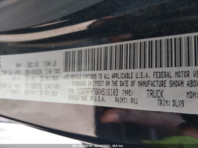 RAM 1500 Limited  4x4 5'7 Box 2019 1C6SRFHT6KN516103 Image 9
