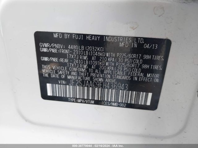 JF2SJAAC9EH436943 Subaru Forester 2.5i