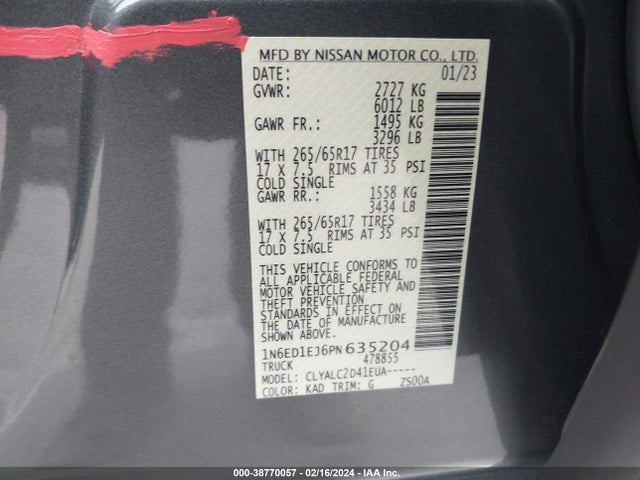 Nissan Frontier Sv 4x2 2023 1N6ED1EJ6PN635204 Image 9