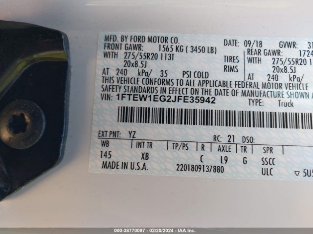 1FTEW1EG2JFE35942 Ford F-150 Xlt