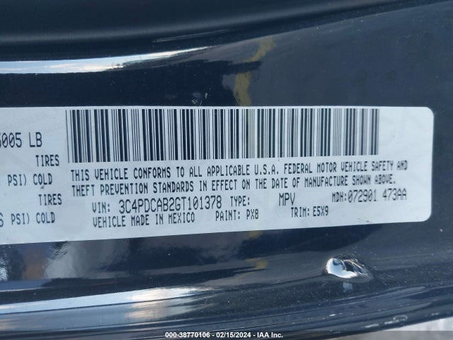 Dodge JOURNEY SE 2016 3C4PDCAB2GT101378 Image 9