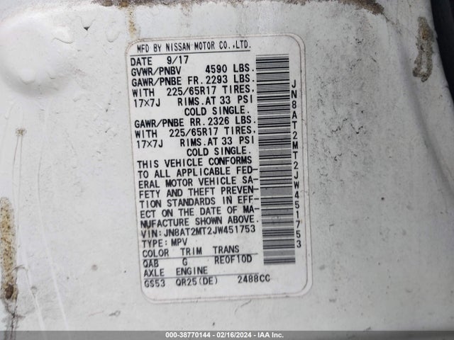 Nissan ROGUE SV 2018 JN8AT2MT2JW451753 Image 9