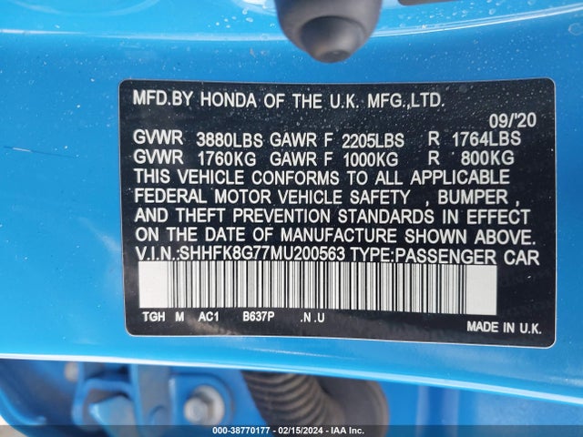 Honda Civic Type R Touring 2021 SHHFK8G77MU200563 Image 9