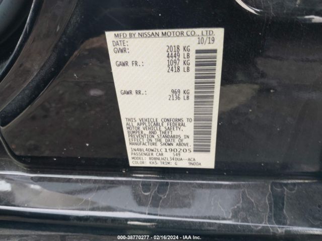 1N4BL4DW2LC190205 Nissan Altima Sv Intelligent Awd