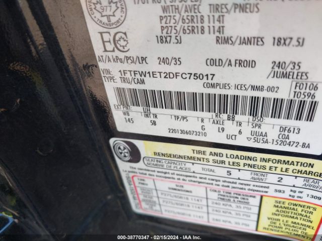 2013 FORD F-150 1FTFW1ET2DFC75017 Photo 8