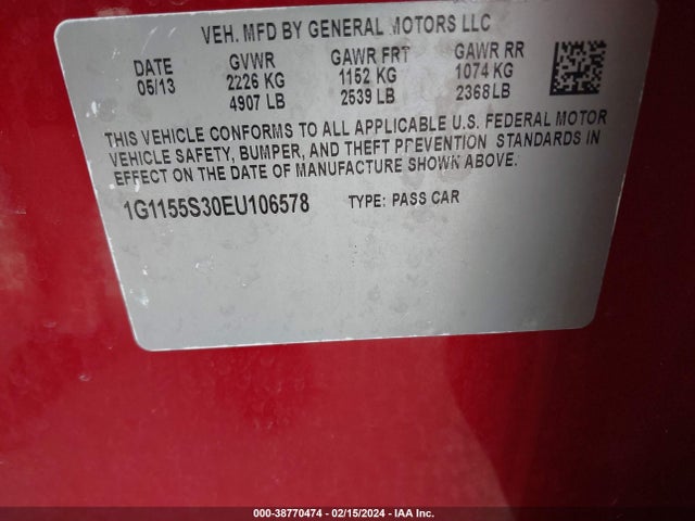 Chevrolet IMPALA 2LZ 2014 1G1155S30EU106578 Image 9