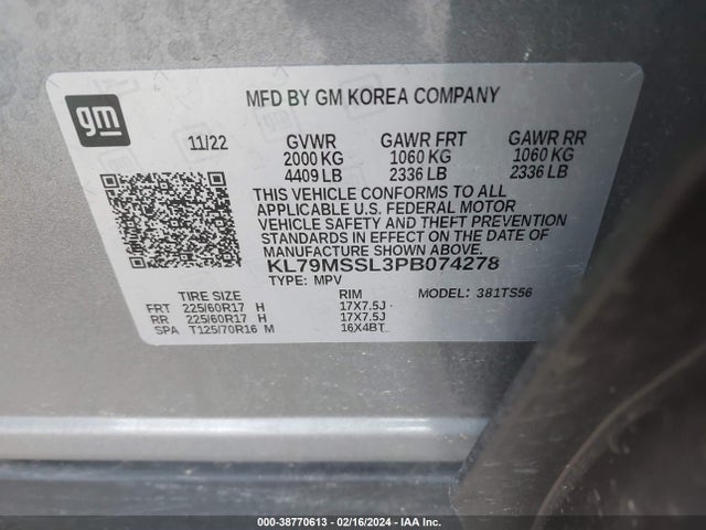 Chevrolet Trailblazer Awd Activ 2023 KL79MSSL3PB074278 Image 9