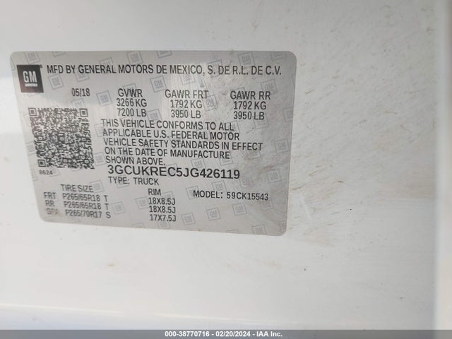 Chevrolet Silverado 1500 2lt 2018 3GCUKREC5JG426119 Image 9