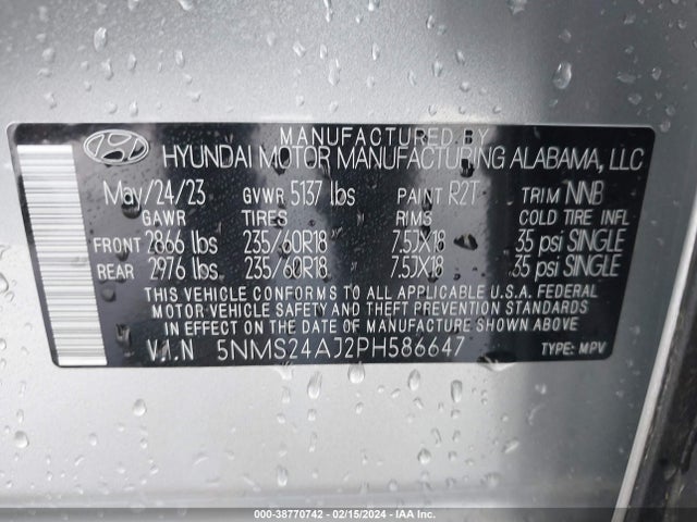 Hyundai Santa Fe Sel 2023 5NMS24AJ2PH586647 Image 9