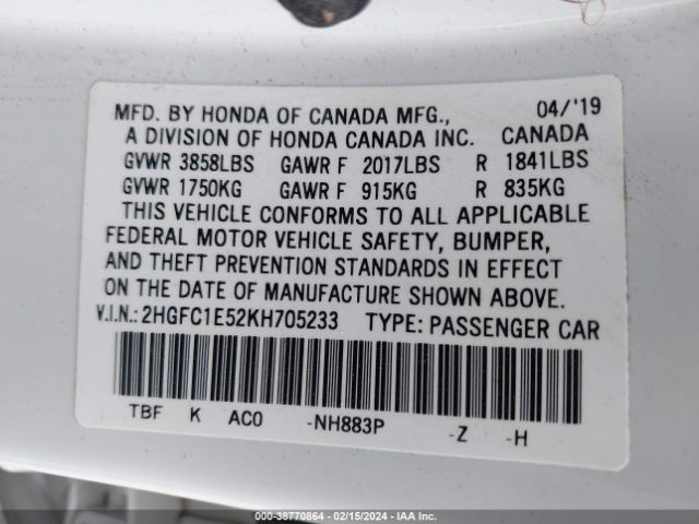 2HGFC1E52KH705233 Honda CIVIC SI