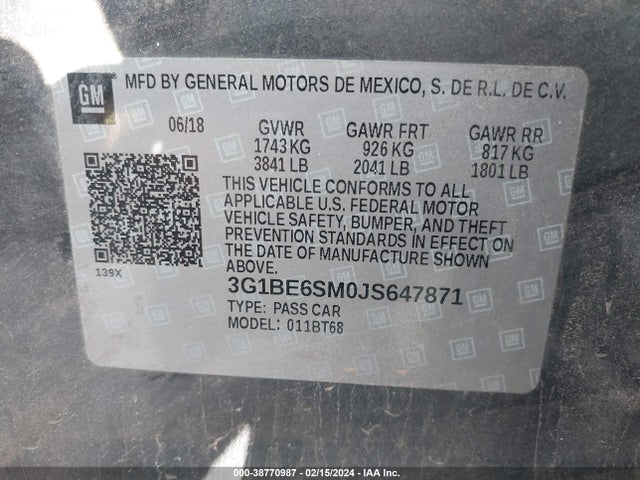 Chevrolet Cruze Lt Auto 2018 3G1BE6SM0JS647871 Image 9
