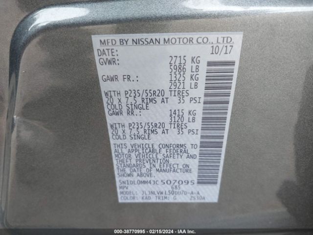 5N1DL0MM4JC507095 Infiniti QX60