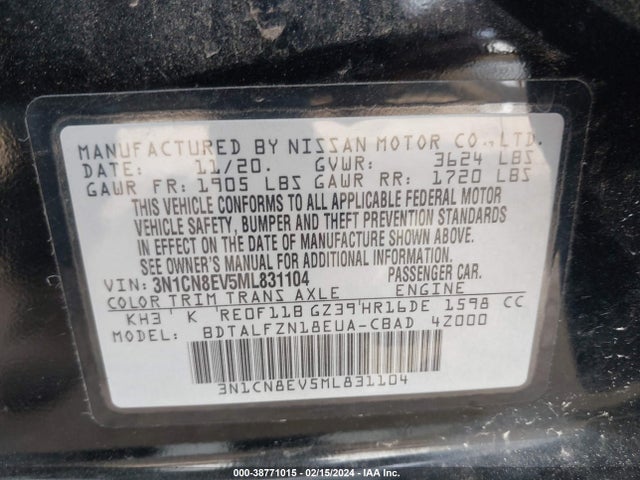 Nissan Versa Sv Xtronic Cvt 2021 3N1CN8EV5ML831104 Image 9