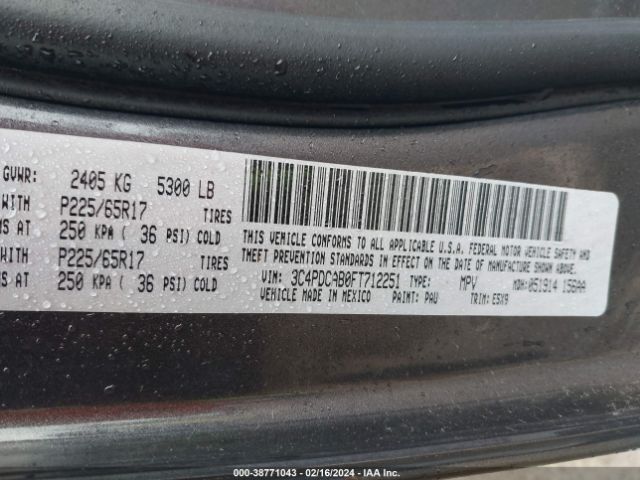 3C4PDCAB0FT712251 Dodge Journey American Value Pkg