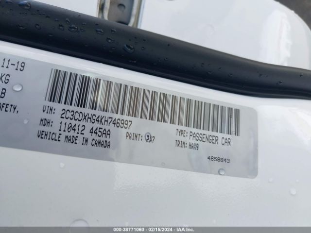 2C3CDXHG4KH746997 Dodge Charger Gt Rwd
