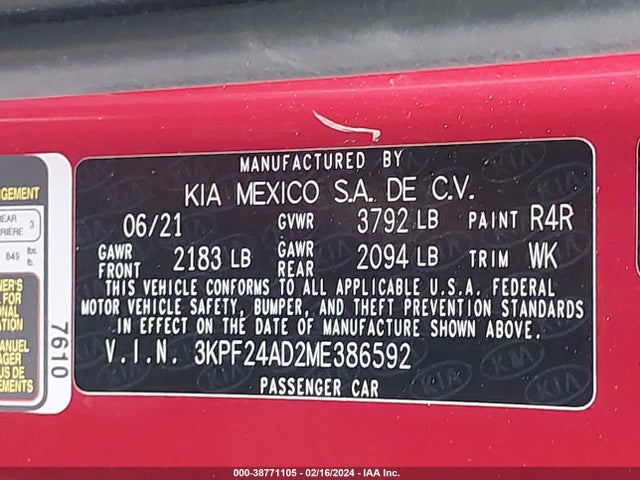 KIA Forte Lxs 2021 3KPF24AD2ME386592 Image 9