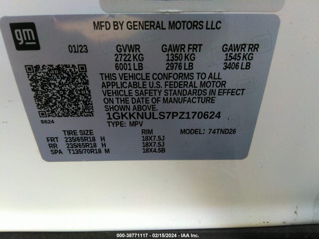 GMC Acadia Awd Slt 2023 1GKKNULS7PZ170624 Image 9