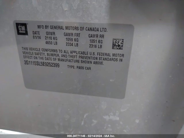 Chevrolet IMPALA 1LT 2014 2G1115SL5E9252399 Image 9