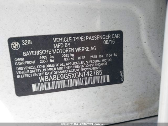 WBA8E9G5XGNT42785 BMW 328I