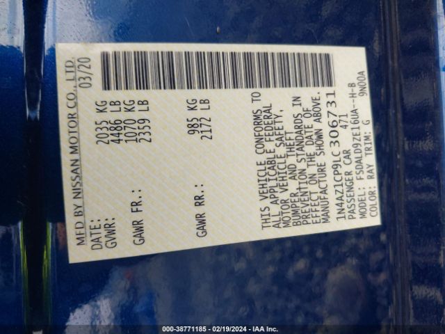 1N4AZ1CP9LC306731 Nissan Leaf Sv 40 Kwh