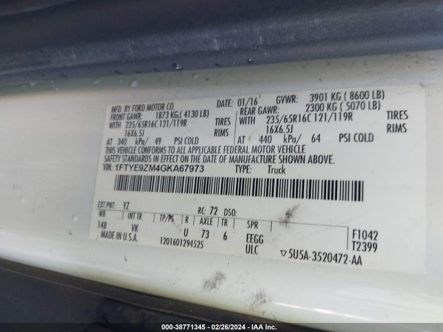 Ford Transit-150 2016 1FTYE9ZM4GKA67973 Image 9