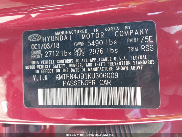 KMTFN4JB1KU306009 Genesis G80 3.3t Sport