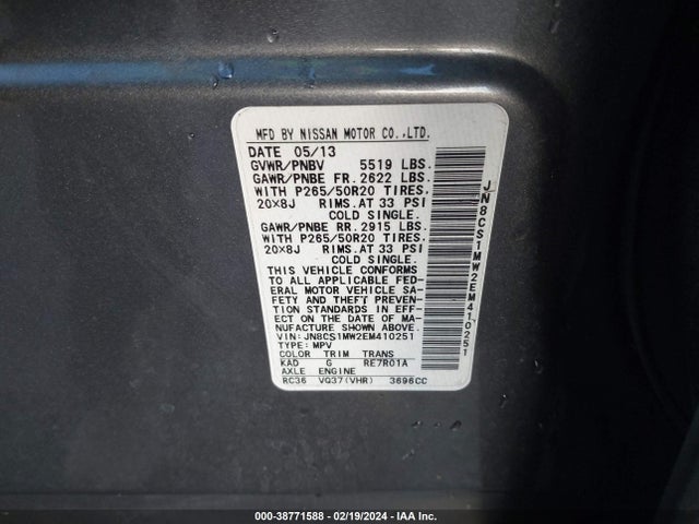 Infiniti QX70 2014 JN8CS1MW2EM410251 Image 9