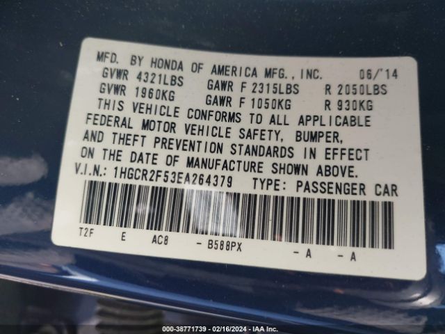 1HGCR2F53EA264379 Honda Accord Sport