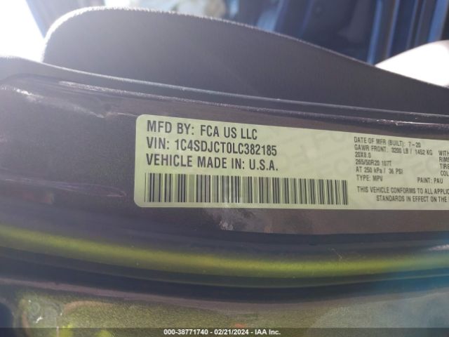 1C4SDJCT0LC382185 Dodge Durango R/t Awd
