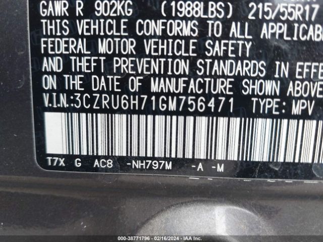 3CZRU6H71GM756471 Honda Hr-v Ex-l