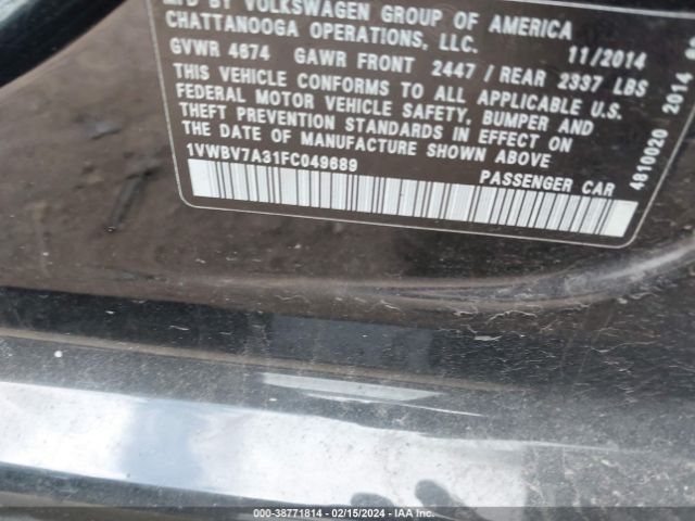 1VWBV7A31FC049689 Volkswagen Passat 2.0l Tdi Se