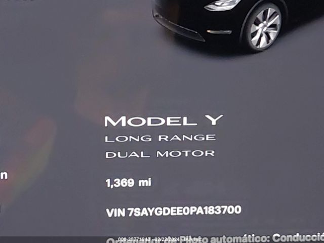 7SAYGDEE0PA183700 Tesla Model Y Awd/long Range Dual Motor All-wheel Drive
